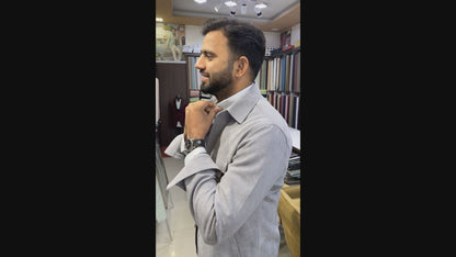 Men's Light Grey Corduroy Jacket, Winter Overshirt for Men